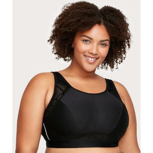 Glamorise No-Sweat Mesh Wire-free Sports Bra, Black, 36D